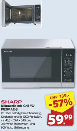 Famila Nord West SHARP Mikrowelle mit Grill YC- PG204AE-S Angebot