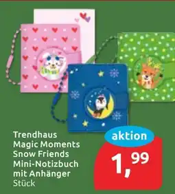 Budni Trendhaus Magic Moments Snow Friends Mini-Notizbuch mit Anhänger Angebot