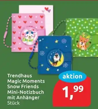 Budni Trendhaus Magic Moments Snow Friends Mini-Notizbuch mit Anhänger Angebot