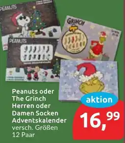 Budni Peanuts oder The Grinch Herren oder Damen Socken Adventskalender Angebot