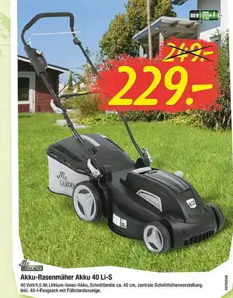 Floraland Mr. Gardener Akku Rasenmäher Akku 40 Li-s Angebot