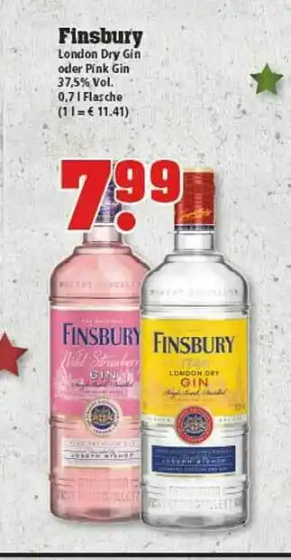 trinkgut Finsbury London Dry Gin Oder Pink Gin Angebot