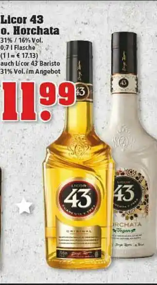 trinkgut Licor 43 Oder Horchata Angebot