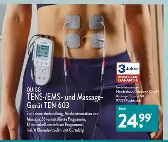 Aldi Nord Quigg Tens- Ems- Und Massage-gerät Ten 603 Angebot