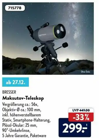 Aldi Nord Bresser Maksutov-teleskop Angebot