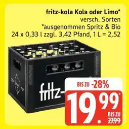 Edeka fritz-kola Kola oder Limo Angebot