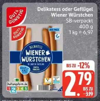 Edeka Delikatess oder Geflügel Wiener Würstchen Angebot