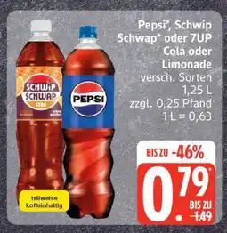 Edeka Pepsi, Schwip Schwap oder 7UP Cola oder Limonade Angebot