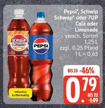 Edeka Pepsi, Schwip Schwap oder 7UP Cola oder Limonade Angebot