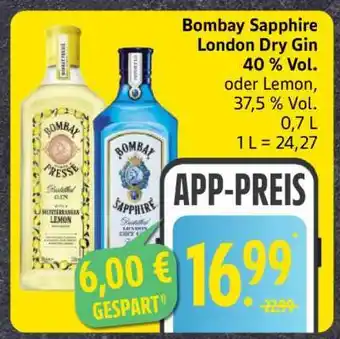 Edeka Bombay Sapphire London Dry Gin Angebot