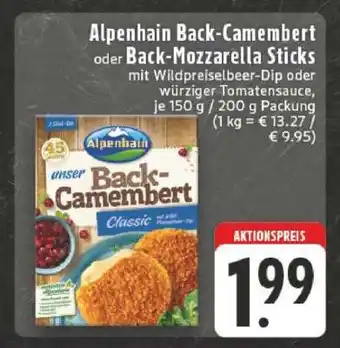 Edeka Alpenhain Back-Camembert oder Back-Mozzarella Sticks Angebot