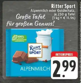 Edeka Ritter Sport Alpenmilch oder Goldschatz Angebot