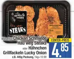 Edeka Wiesenhof Chicken Schmiede Hau weg-Steaks oder Hähnchen Grillfackeln Lucky Onion Angebot