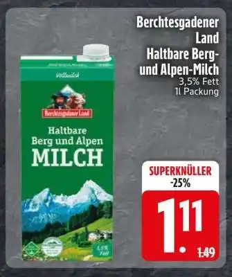 Edeka Berchtesgadener Land Haltbare Berg- und Alpen-Milch Angebot
