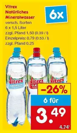 Netto Marken-Discount Vitrex natürliches Mineralwasser Angebot