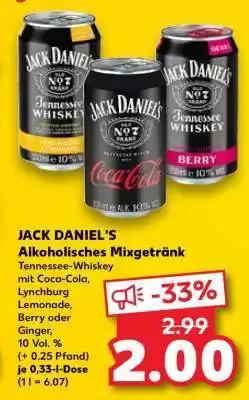 Kaufland JACK DANIEL'S Alkoholisches Mixgetränk Angebot