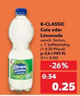 Kaufland K-CLASSIC Cola oder Limonade Angebot