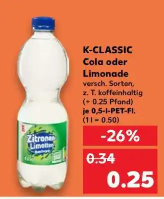Kaufland K-CLASSIC Cola oder Limonade Angebot