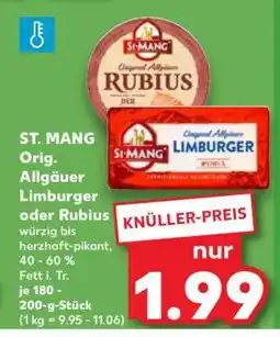 Kaufland ST. MANG Orig. Allgäuer Limburger oder Rubius Angebot