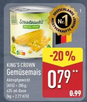 Aldi Nord KING’S CROWN Gemüsemais Angebot