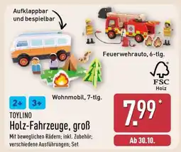 Aldi Nord TOYLINO Holz-Fahrzeuge, groß Angebot