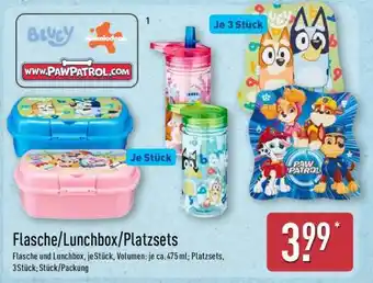 Aldi Nord Flasche/Lunchbox/Platzsets Angebot