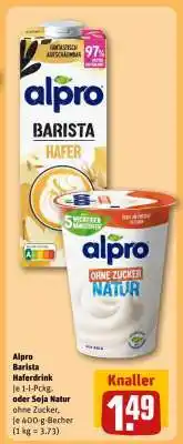 REWE Alpro Barista Haferdrink je 1-l-Pckg. oder Soja Natur ohne Zucker Angebot
