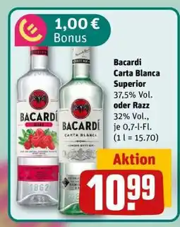 REWE Bacardi Carta Blanca Superior oder Razz Angebot