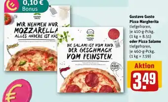 REWE Gustavo Gusto Pizza Margherita oder Pizza Salame Angebot