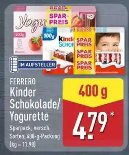 Aldi Nord FERRERO Kinder Schokolade Yogurette Angebot