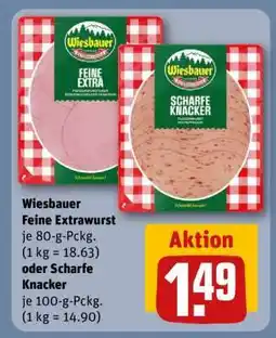 REWE Wiesbauer Feine Extrawurst oder Scharfe Knacker Angebot