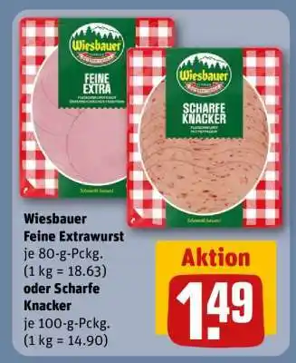 REWE Wiesbauer Feine Extrawurst oder Scharfe Knacker Angebot