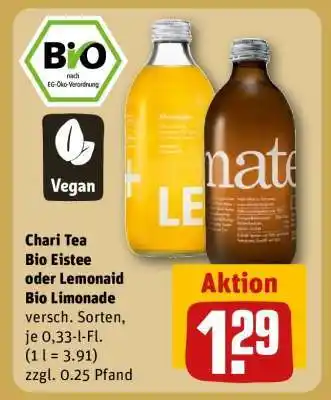 REWE Chari Tea Bio Eistee oder Lemonaid Bio Limonade Angebot