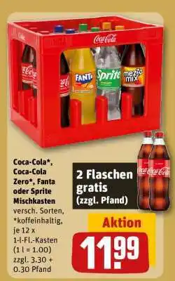 REWE Coca-Cola*, Coca-Cola Zero*, Fanta oder Sprite Mischkasten Angebot