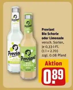 REWE Proviant Bio Schorle oder Limonade Angebot