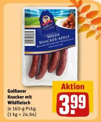 REWE Golßener Knacker mit Wildfleisch Angebot