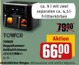 REWE TOWER Doppelkammer-Heißluftfritteuse T17177RW Angebot