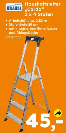 Globus Baumarkt KRAUSE Haushaltsleiter „Corda" 1 x 4 Stufen Angebot