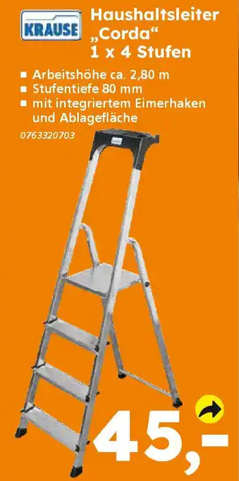 Globus Baumarkt KRAUSE Haushaltsleiter „Corda" 1 x 4 Stufen Angebot