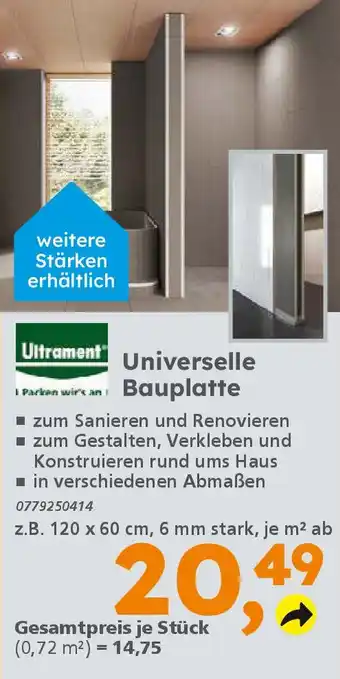 Globus Baumarkt Ultrament Universelle Bauplatte Angebot