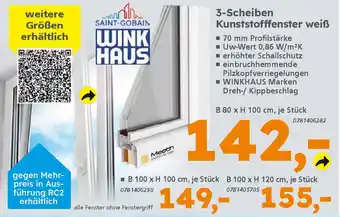 Globus Baumarkt 3-Scheiben Kunststofffenster weiß Angebot