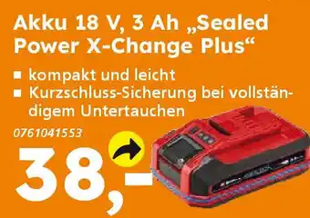Globus Baumarkt Einhell Akku 18 V, 3 Ah,,Sealed Power X-Change Plus" Angebot