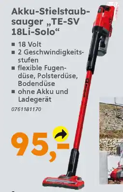 Globus Baumarkt Einhell Akku-Stielstaub- sauger,,TE-SV 18Li-Solo" Angebot