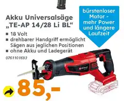 Globus Baumarkt Einhell Akku Universalsäge „TE-AP 14/28 Li BL" Angebot