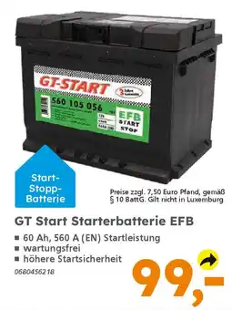 Globus Baumarkt GT Start Starter batterie EFB Angebot