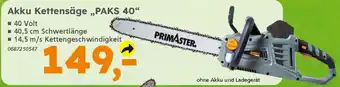 Globus Baumarkt PRIMASTER Akku Kettensäge „PAKS 40“ Angebot