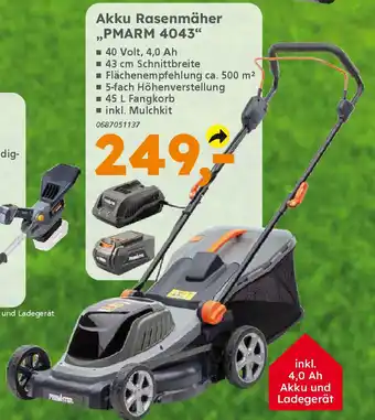 Globus Baumarkt PRIMASTER Akku Rasenmäher ,PMARM 4043" Angebot