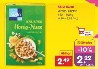 Netto Marken-Discount Kölln Müsli Knusper Honig-Nuss Angebot