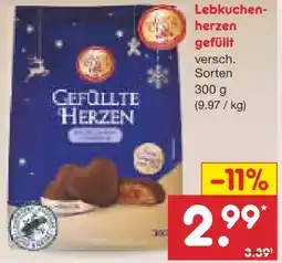 Netto Marken-Discount Santa Claus in Town Gefüllte Lebkuchenherzen Angebot