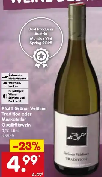 Netto Marken-Discount Weingut Roman Josef Pfaffl Grüner Veltliner Tradition Angebot